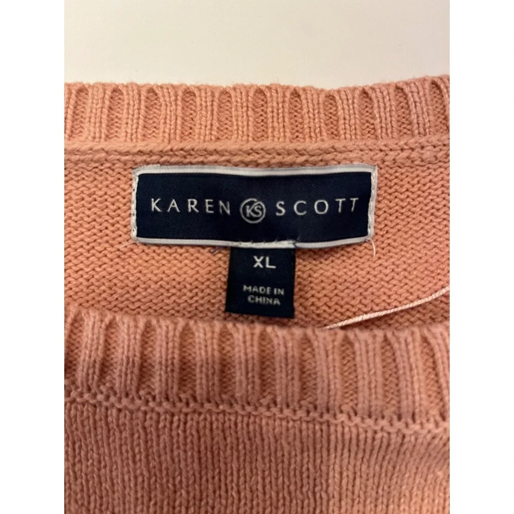 Karen Scott Sweater‎ Snowflake Light Pink/Peach Color Size XL